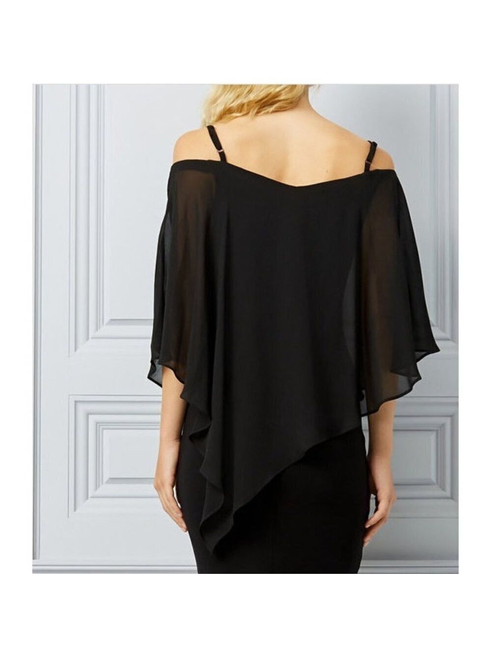 Le Chateau Women Chiffon Off-the-Shoulder Cape Dress XXL - Picture 6 of 9
